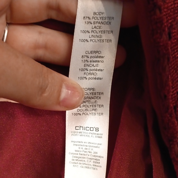 Chico's Deep Red Lace Cardigan Size 1 - Picture 7 of 11